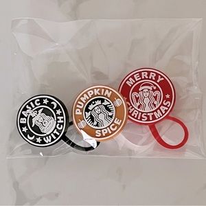 Straw Toppers Fall Halloween & Christmas 3 Pack Holiday Bundle